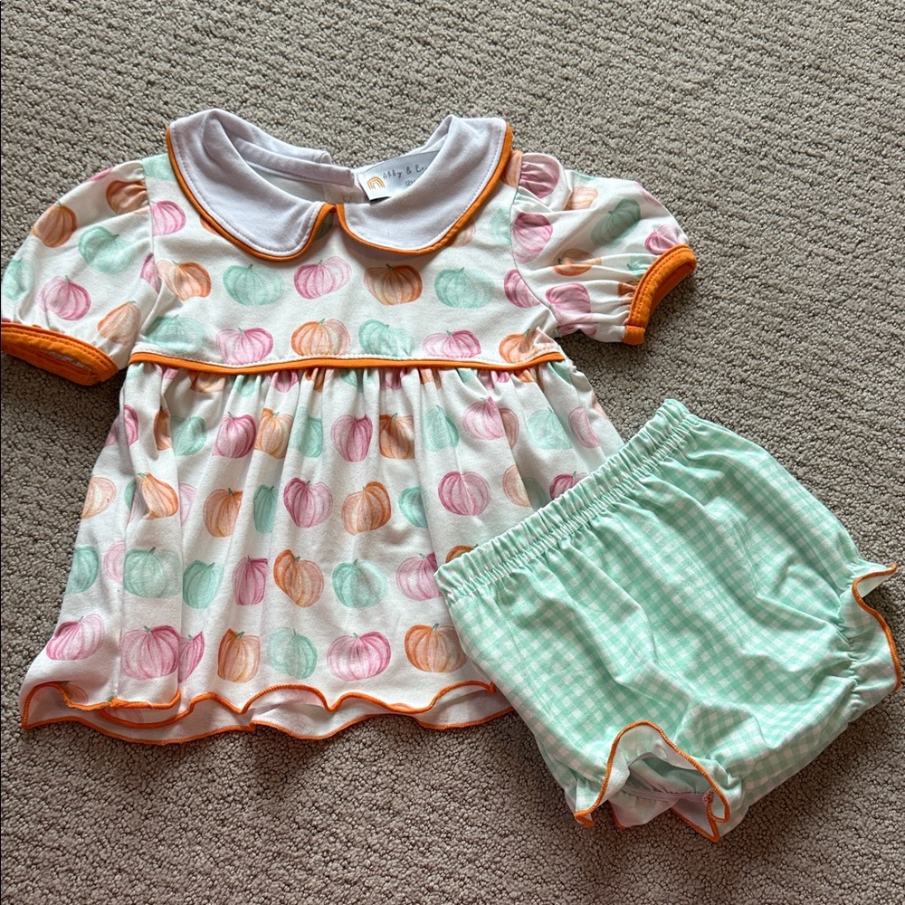 Abby & Evie pumpkin tunic & shorties